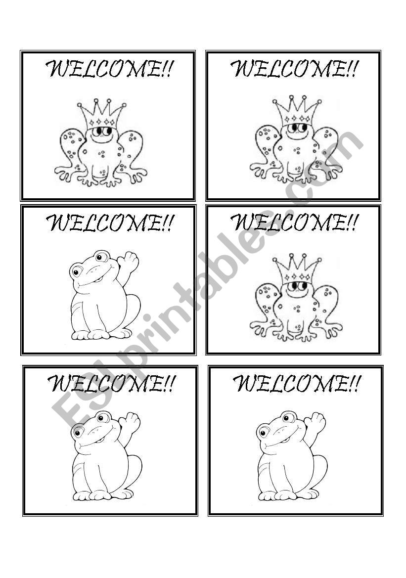 Welcome Cards worksheet