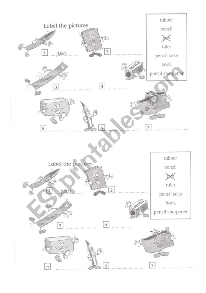 Classroom objects worksheet