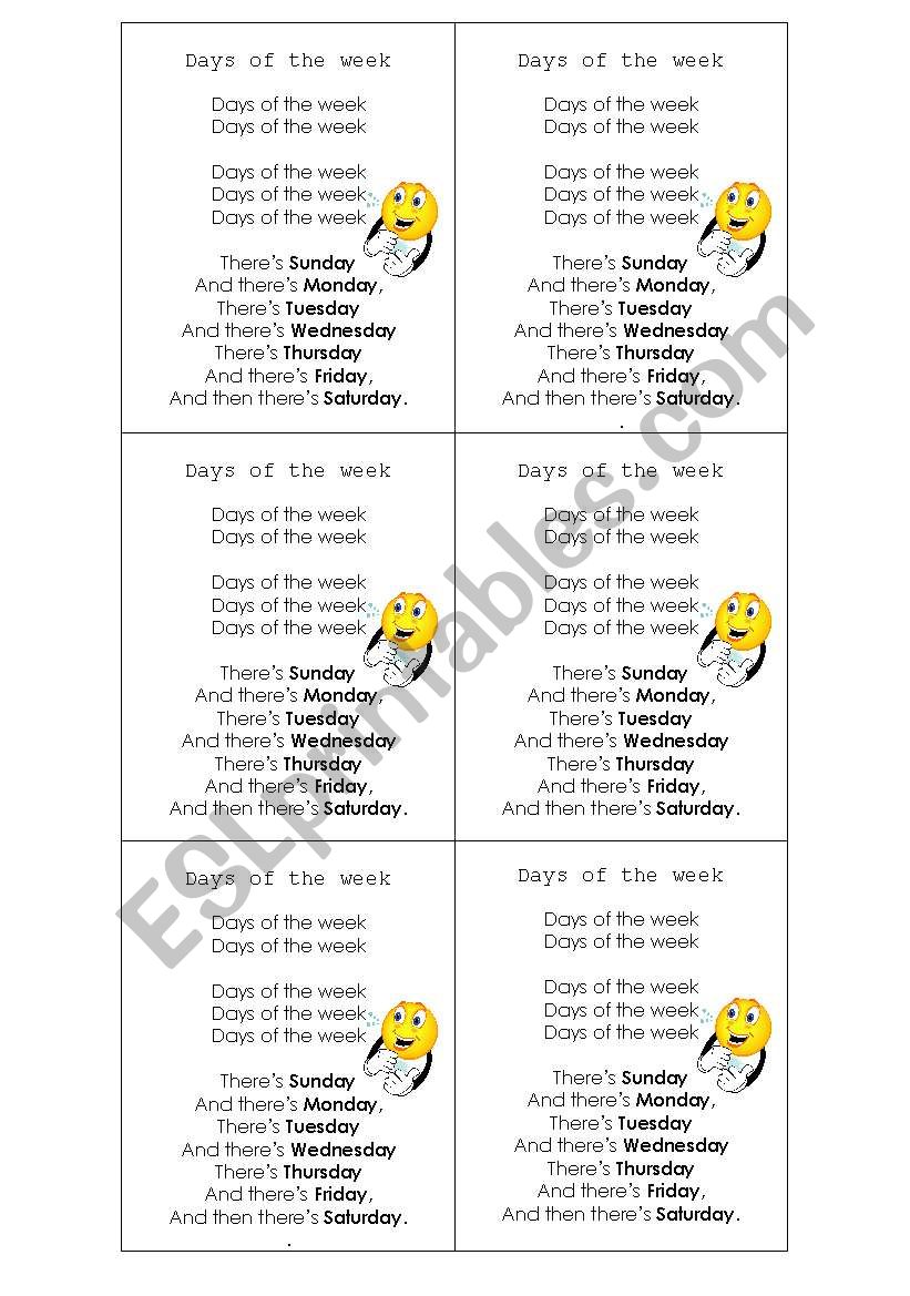 Days of the week worksheet