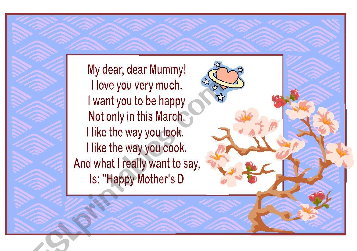 Happy MotherÂ´s Day worksheet