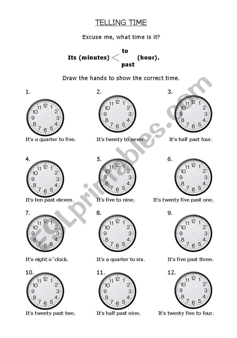 Telling time worksheet