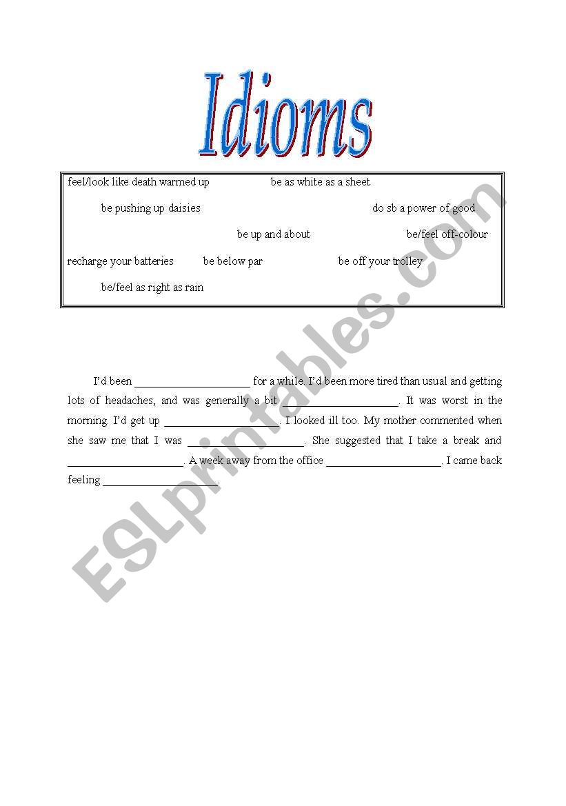 Idioms worksheet