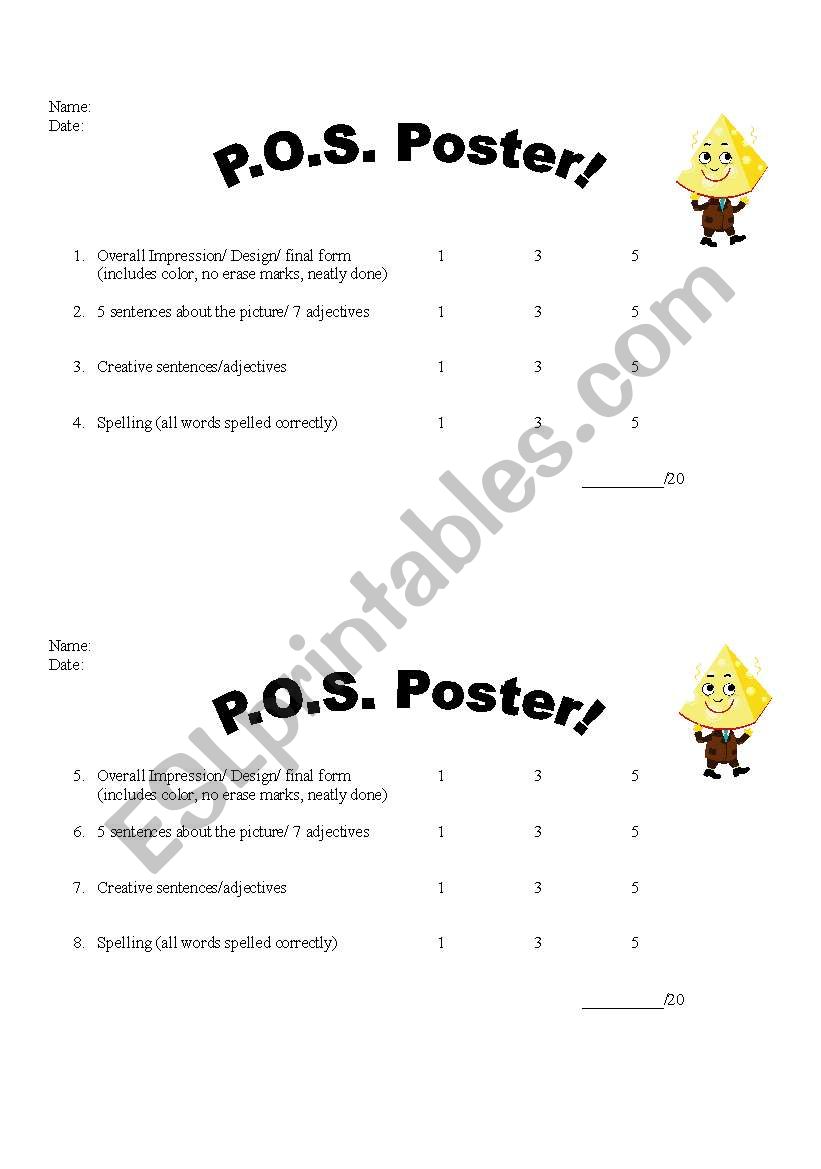 Part of Speech Poster - Adjectives 