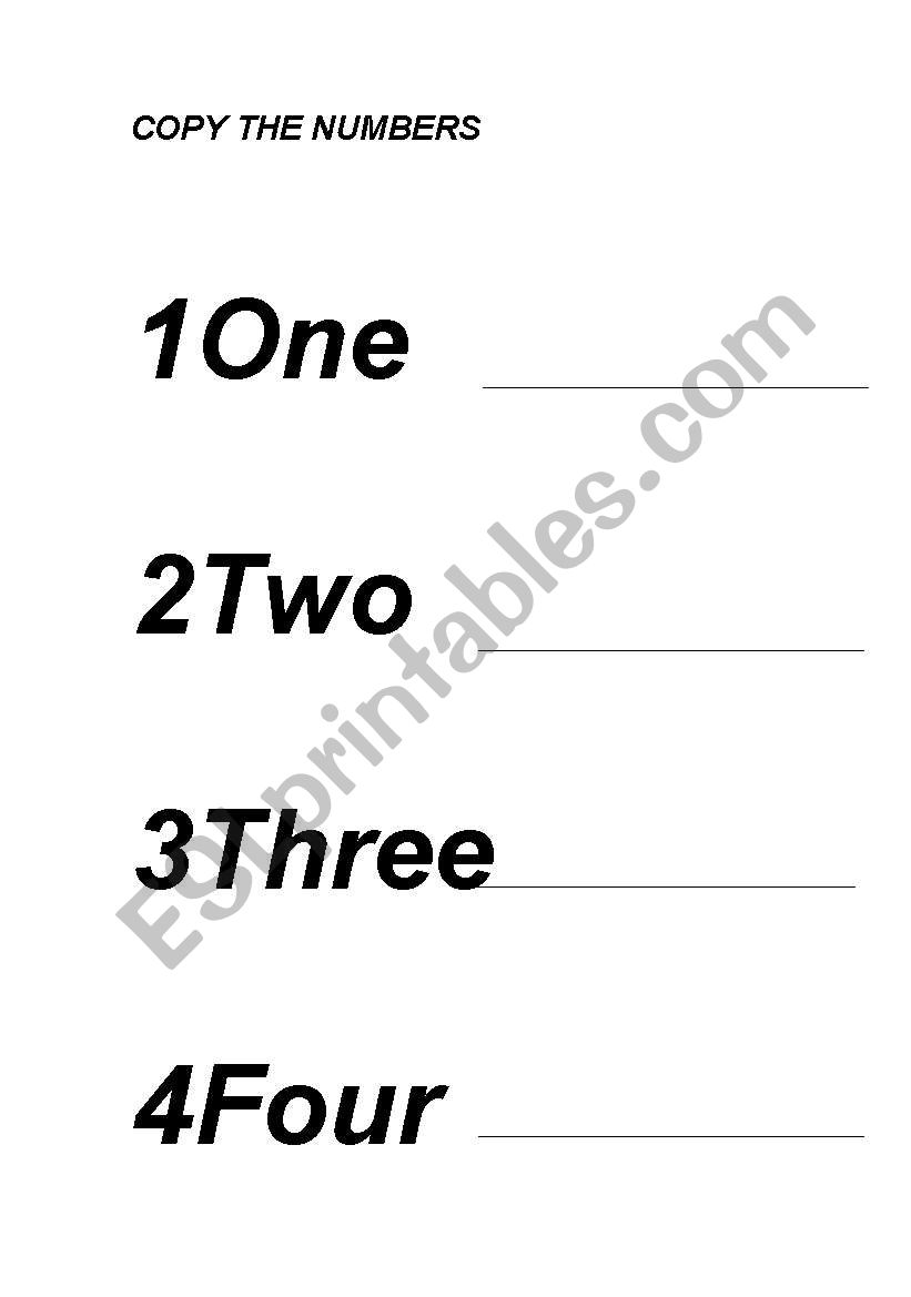 COPY THE NUMBERS worksheet