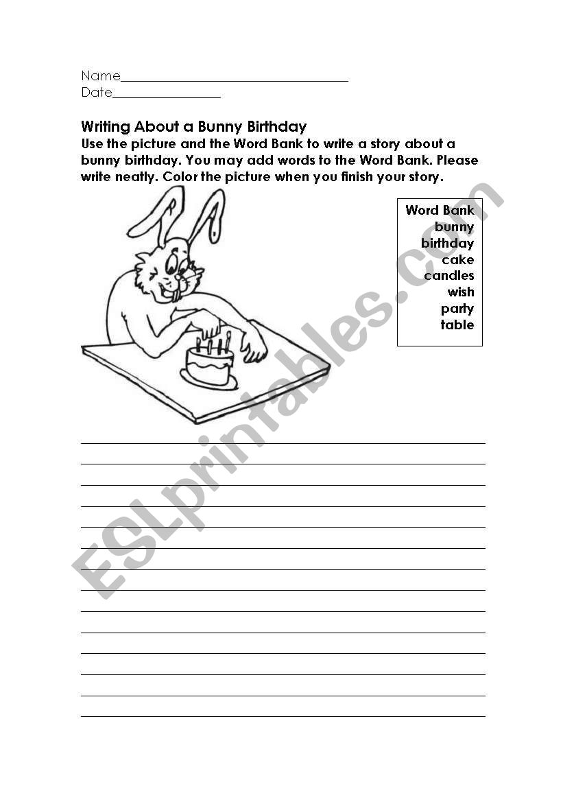 easter writing worksheet