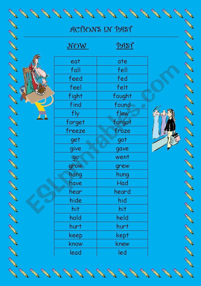 ACTIONS IN PAST II/IV worksheet