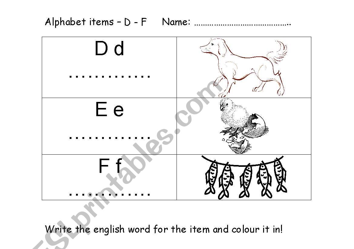 D - F worksheet worksheet