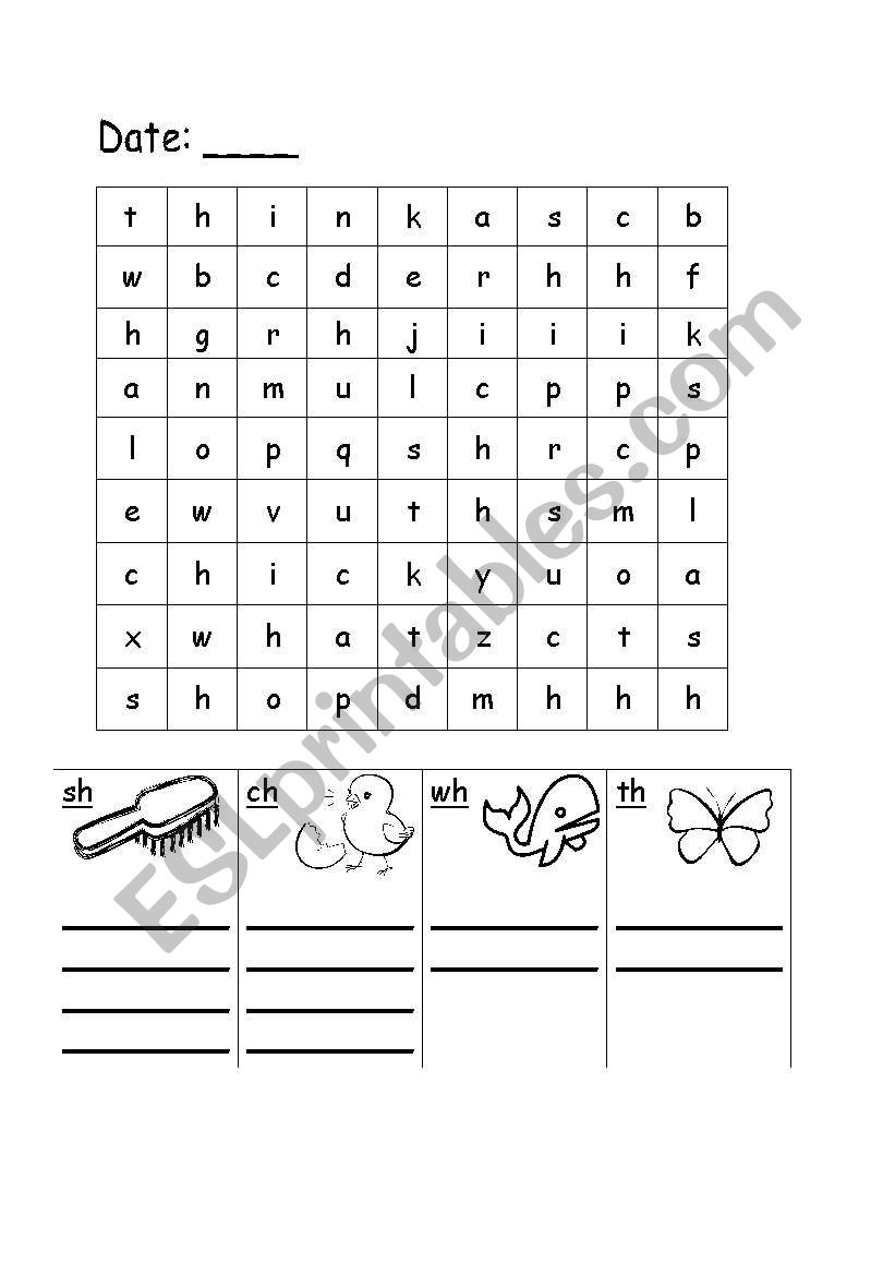sh,ch,wh,th wordsearch worksheet