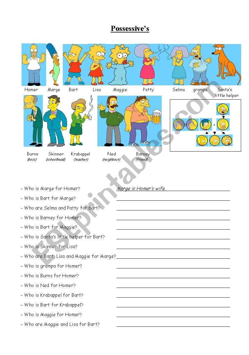 possessives / the simpsons worksheet