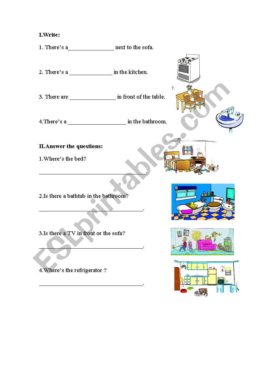 things in the house worksheet