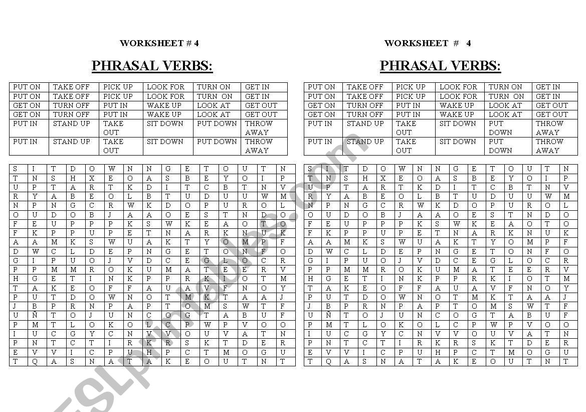 prasal verbs worksheet