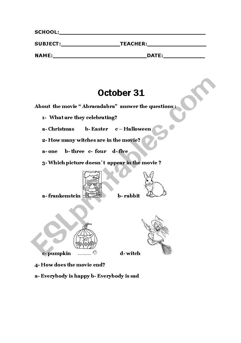 Abracadabra worksheet