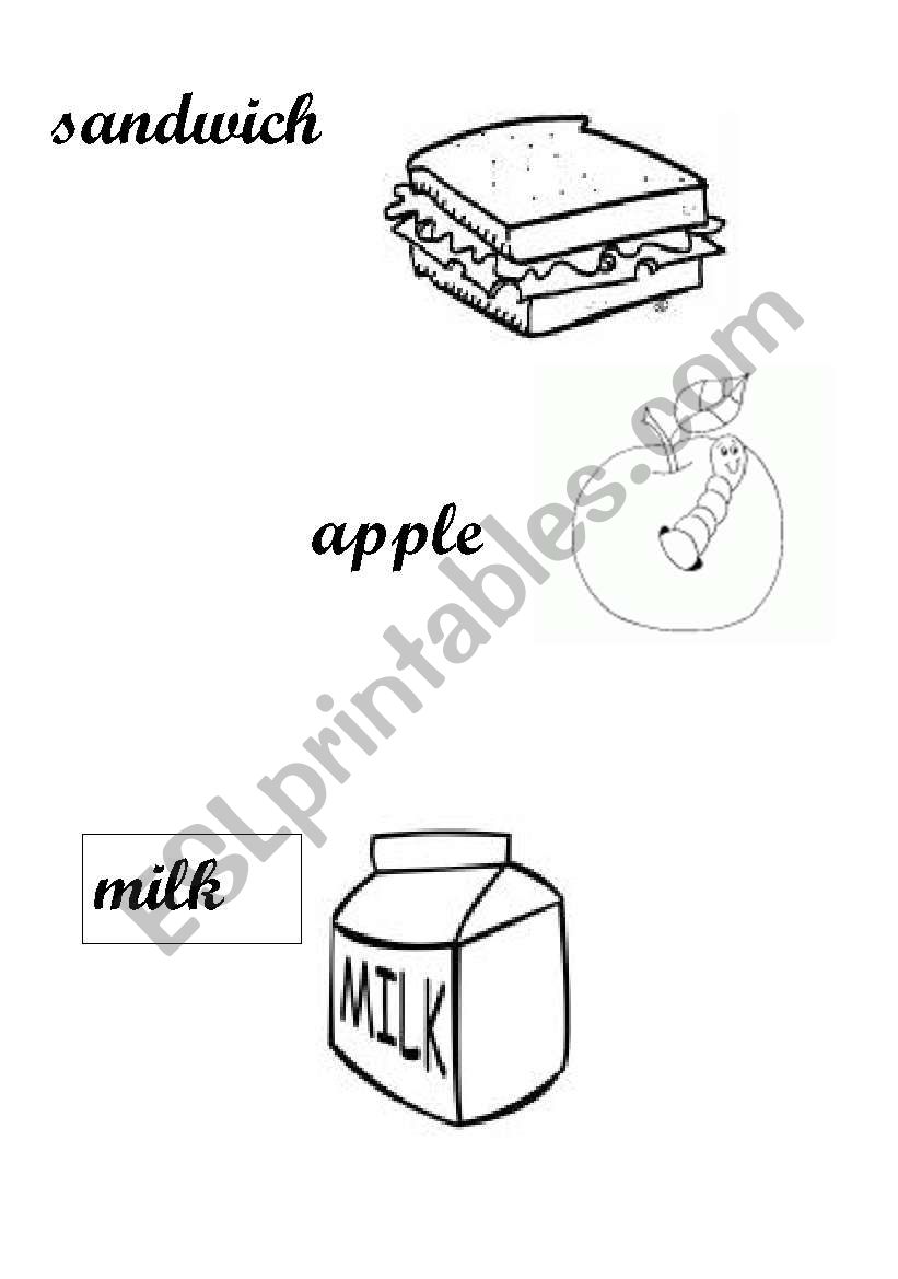 different types of food worksheet