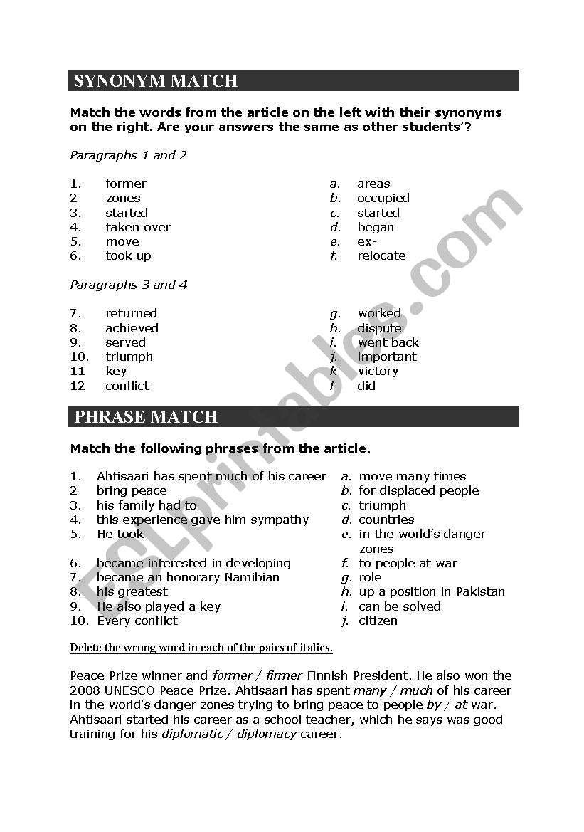 nobel prize worksheet