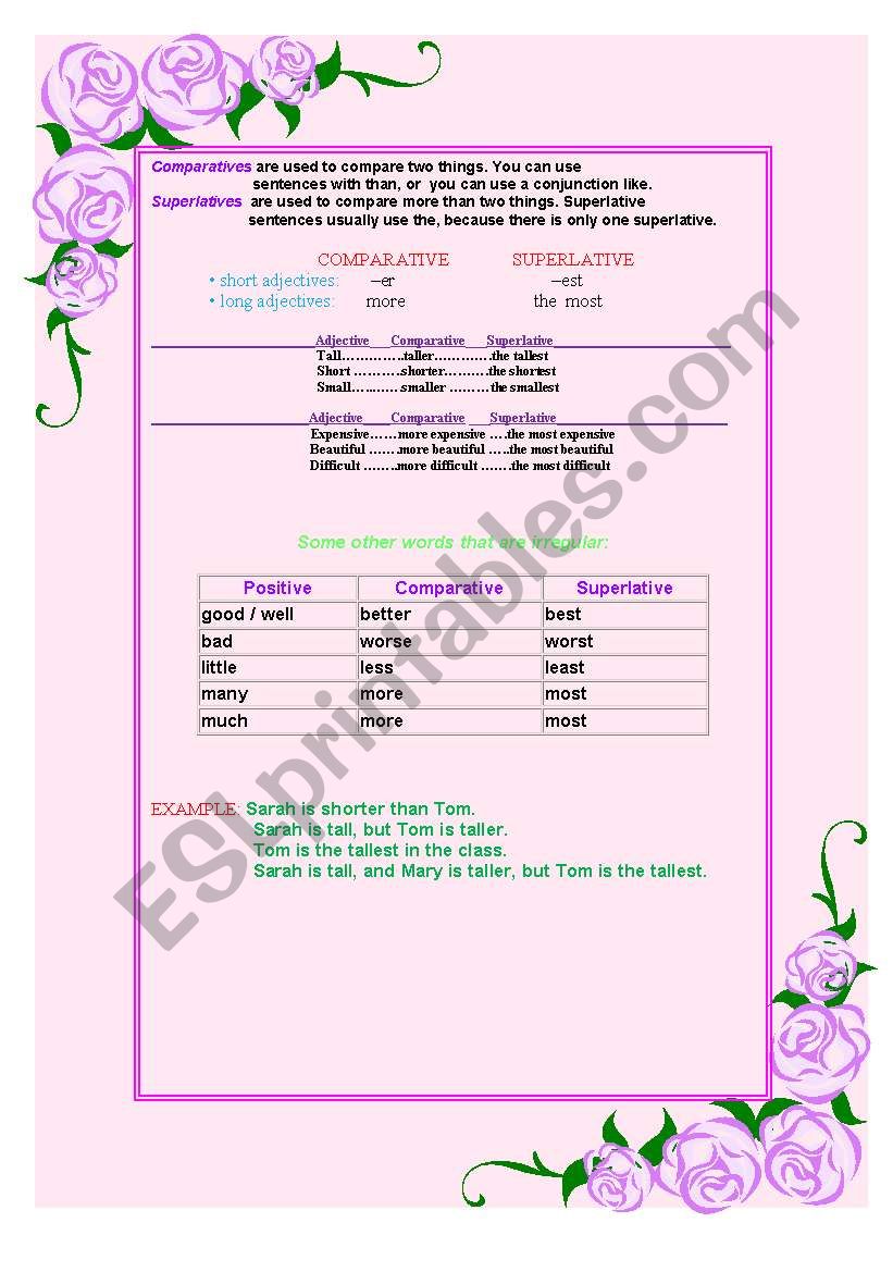 comparative and superlatve.. worksheet