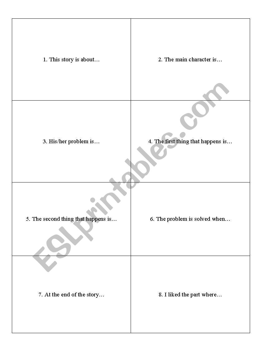 Retelling of the story worksheet