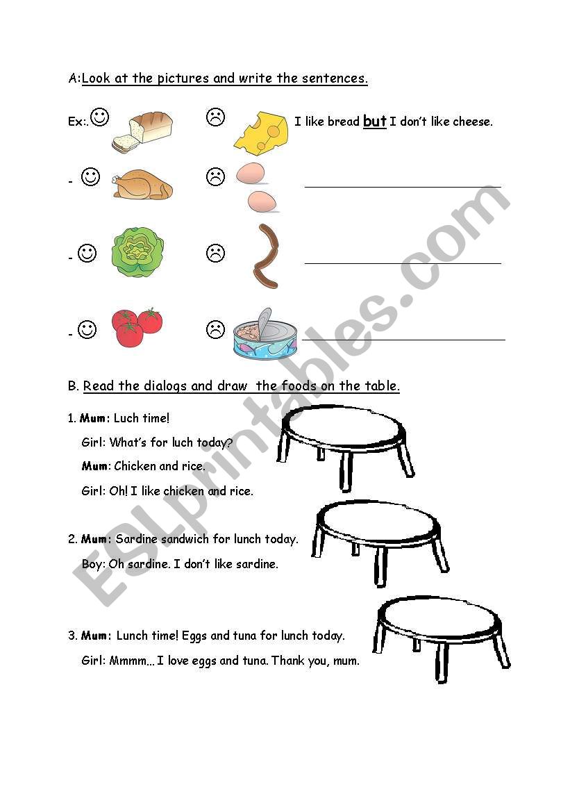 foods worksheet