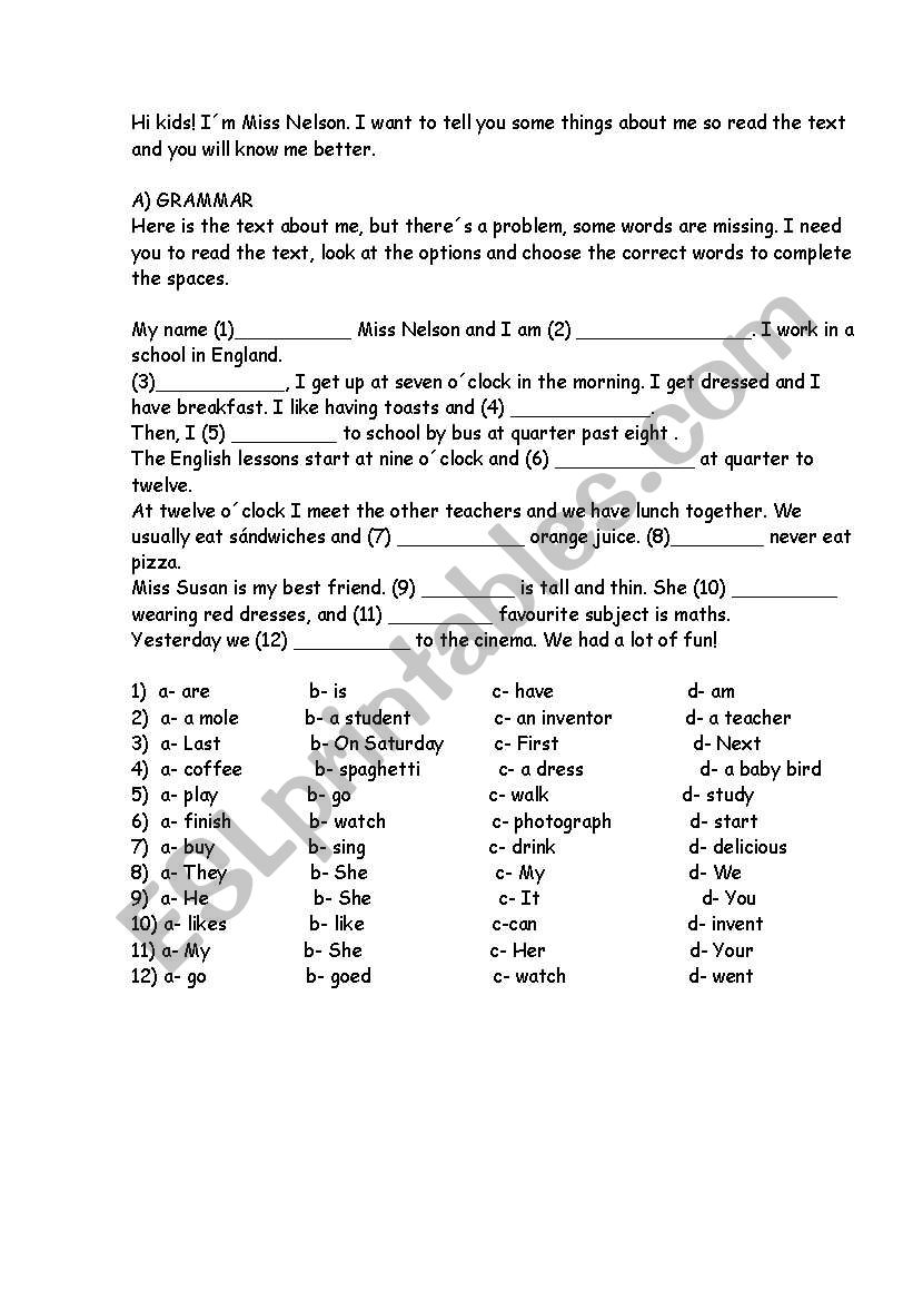 Reading and writing worksheet
