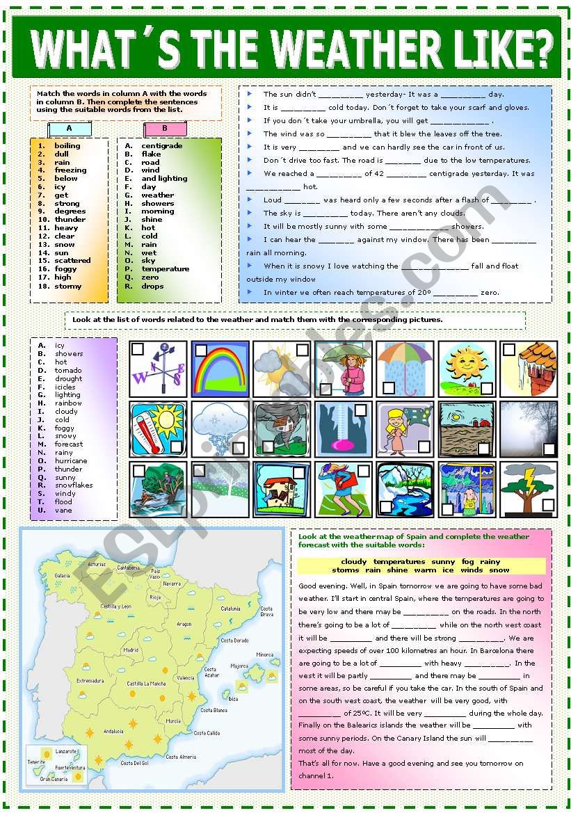 WHATÂ´S THE WEATHER LIKE? worksheet
