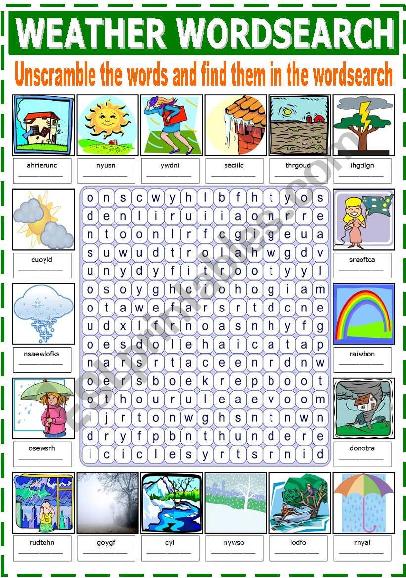 Weather Word Search Printable