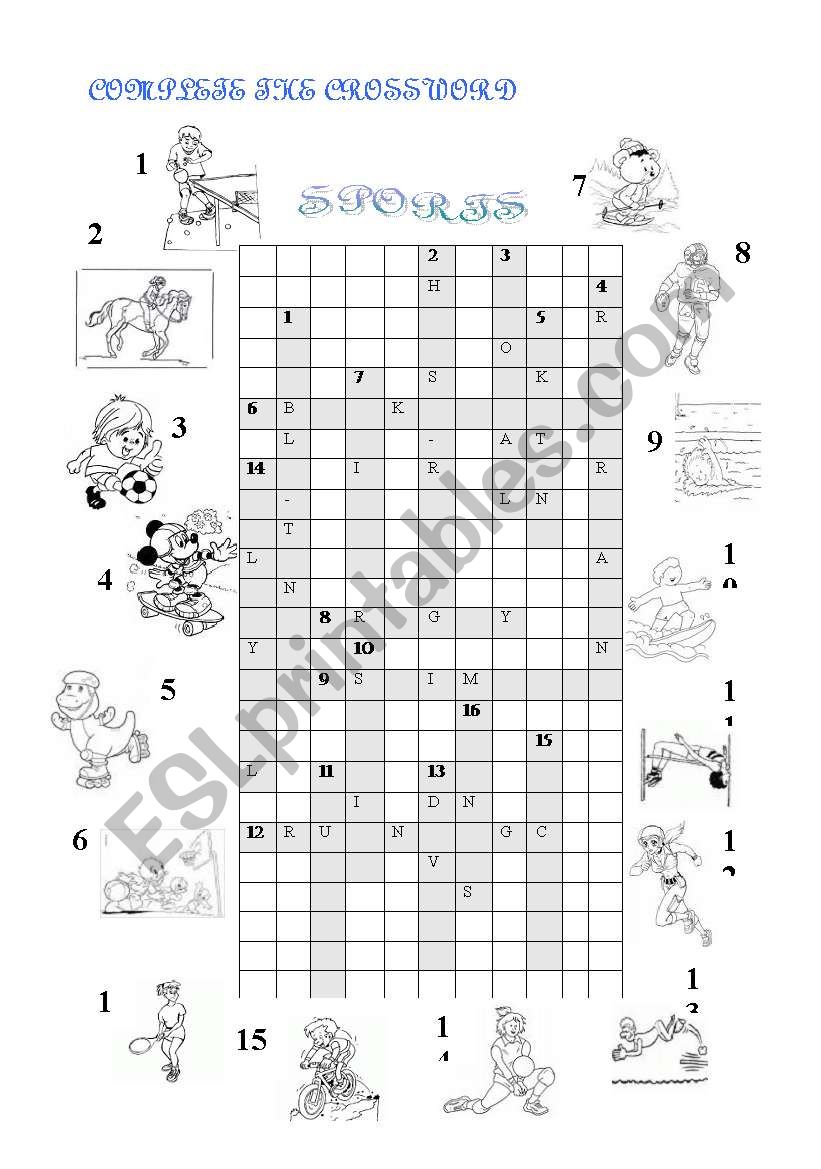 Sports Crossword worksheet