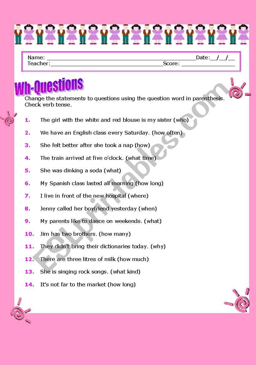 Wh-Questions worksheet