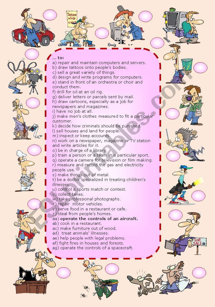 JOBS FOR THE BOYS (2 OF 2) worksheet