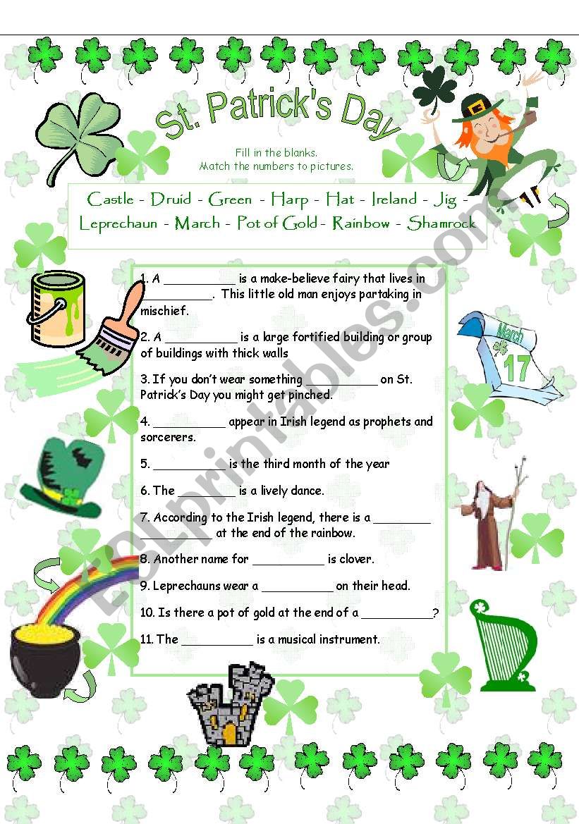 St.Patricks Day Vocabulary worksheet