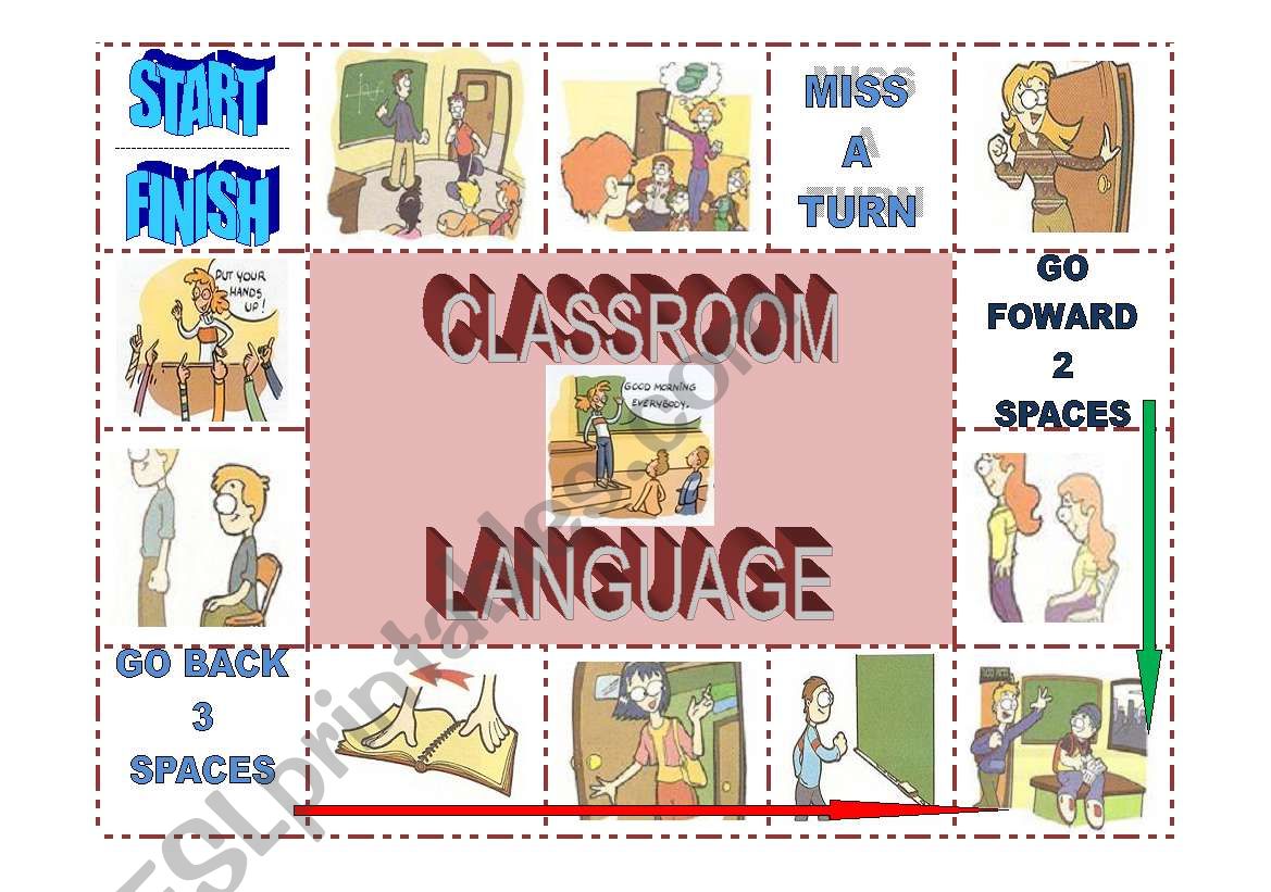 Classroom Language boardgame worksheet