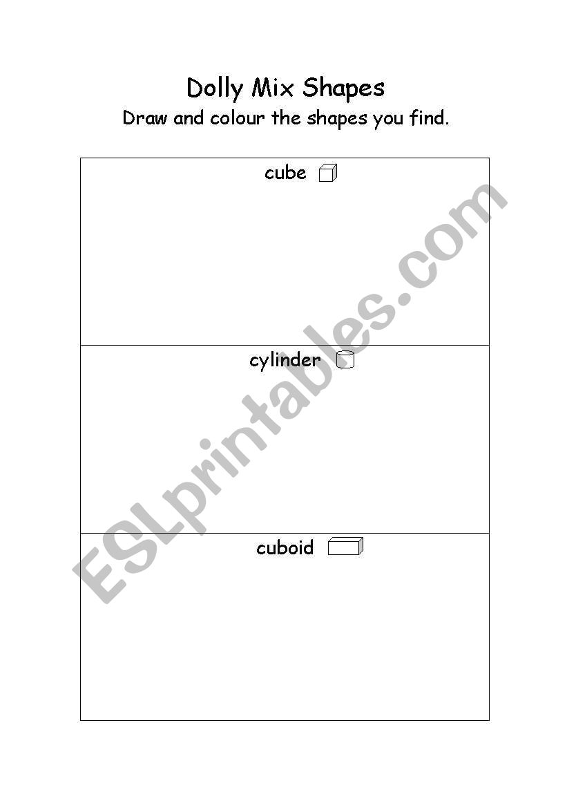 Dolly Mix Shapes worksheet