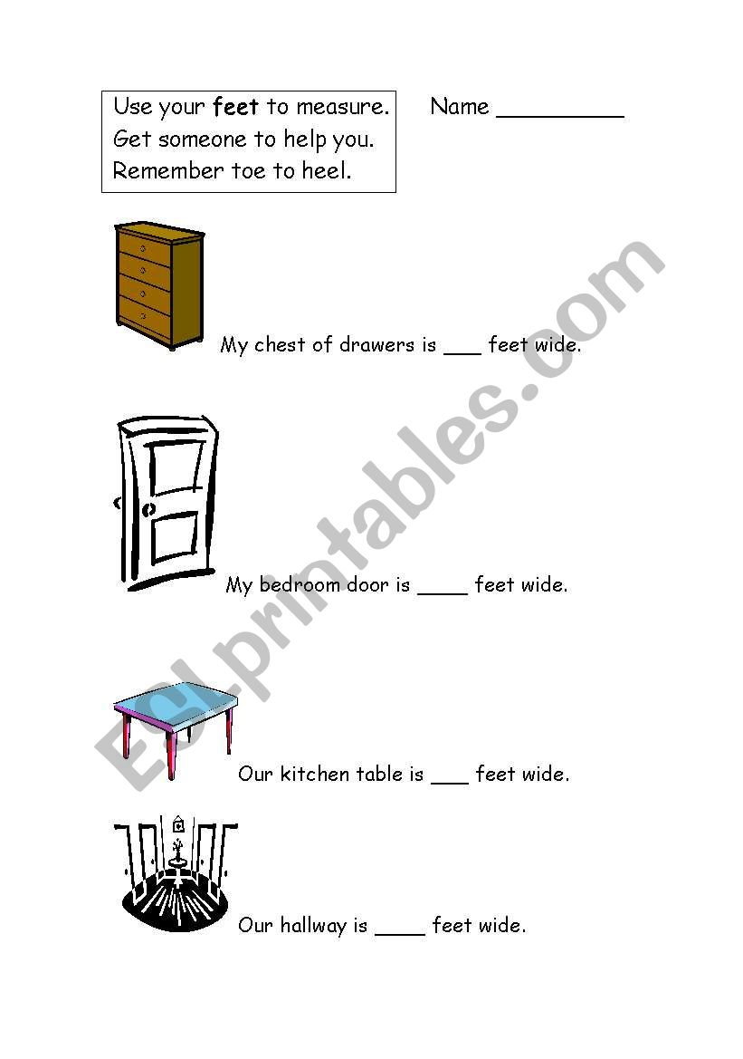 Use your feet to measure worksheet