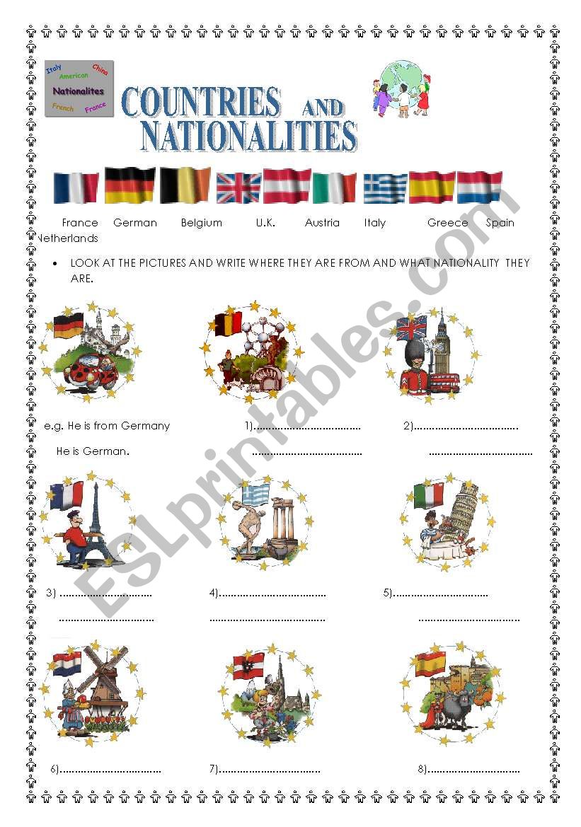 Countries and Nationalities worksheet