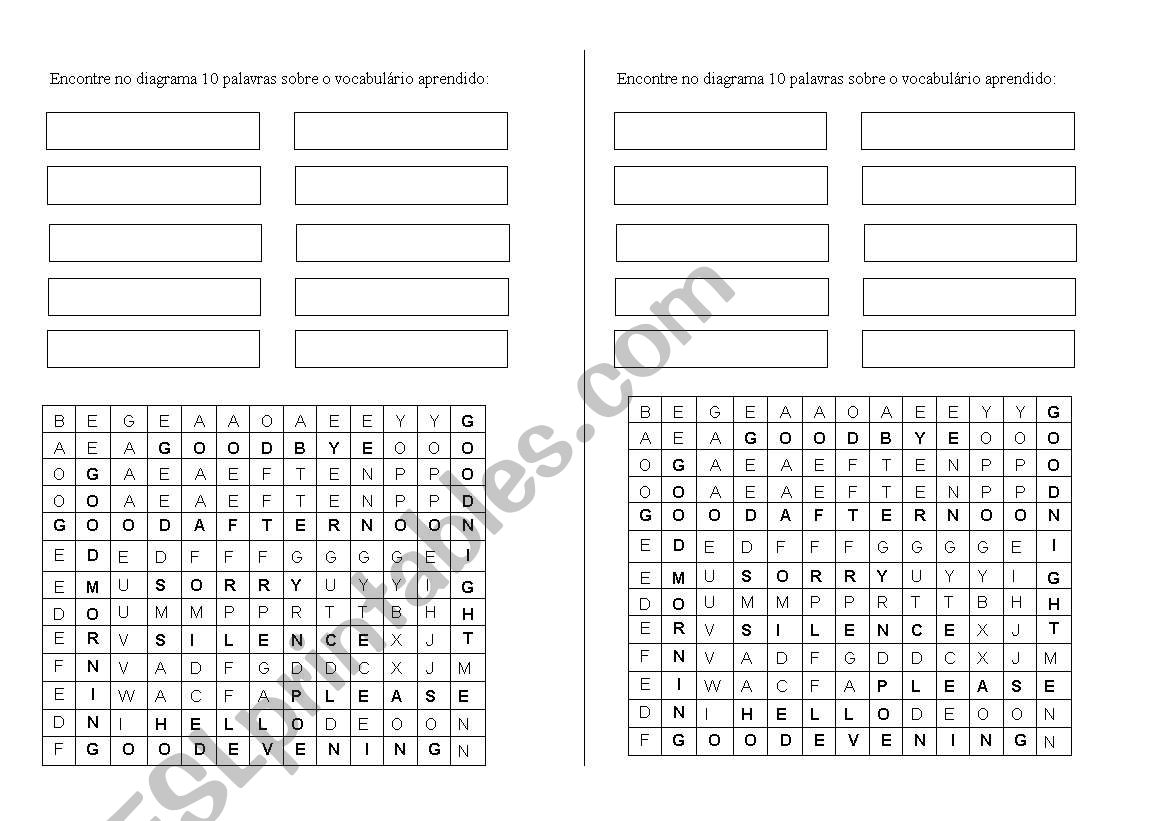 Greetings worksheet