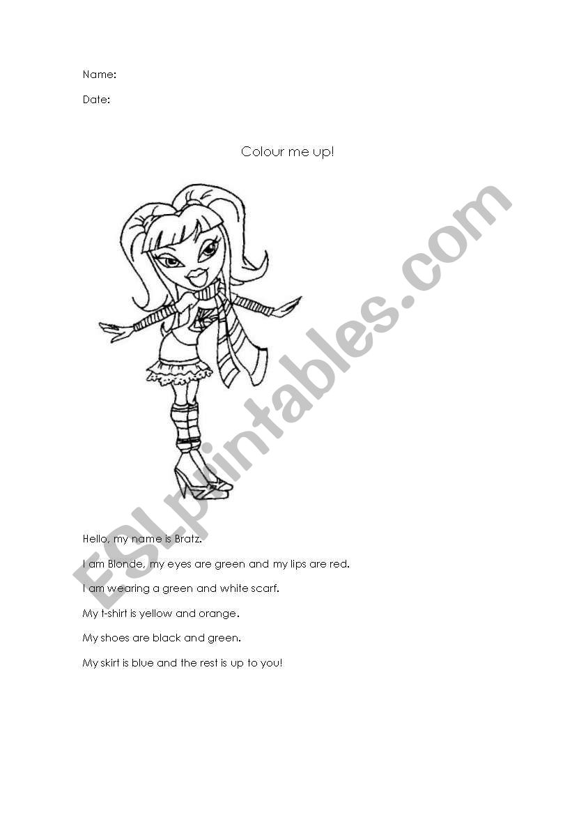 Colour me up worksheet