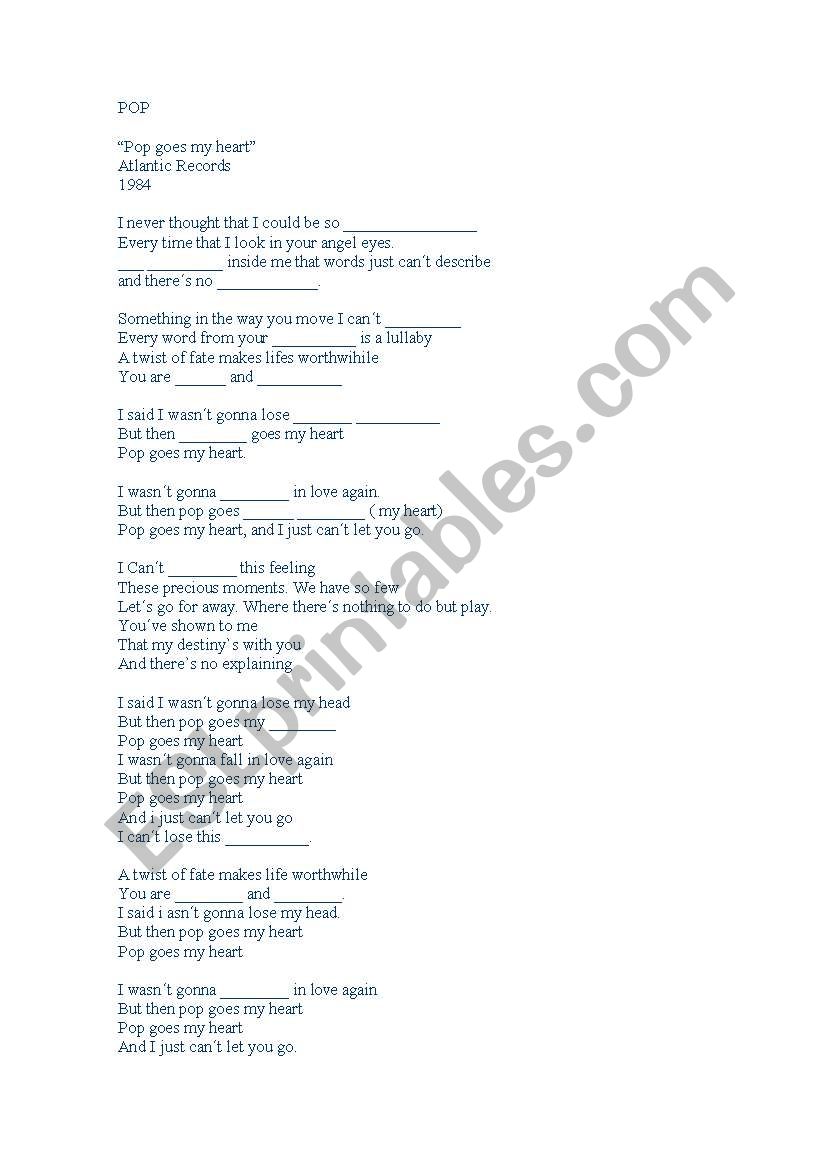 lyrics and melody movie worksheet