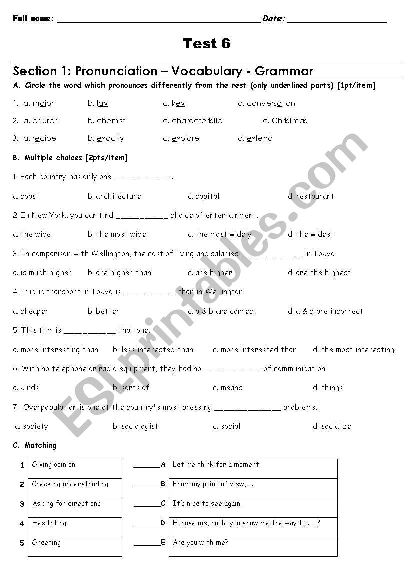 45 Test  worksheet