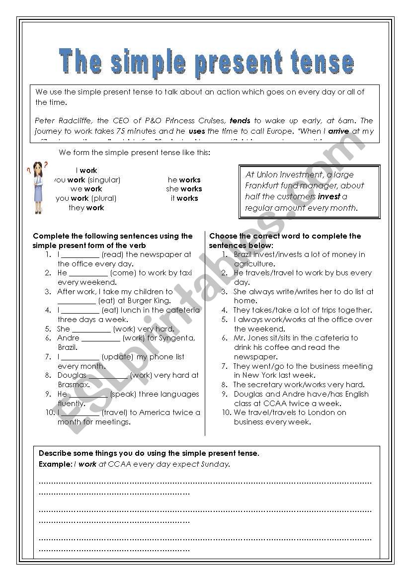 The simple present tense worksheet