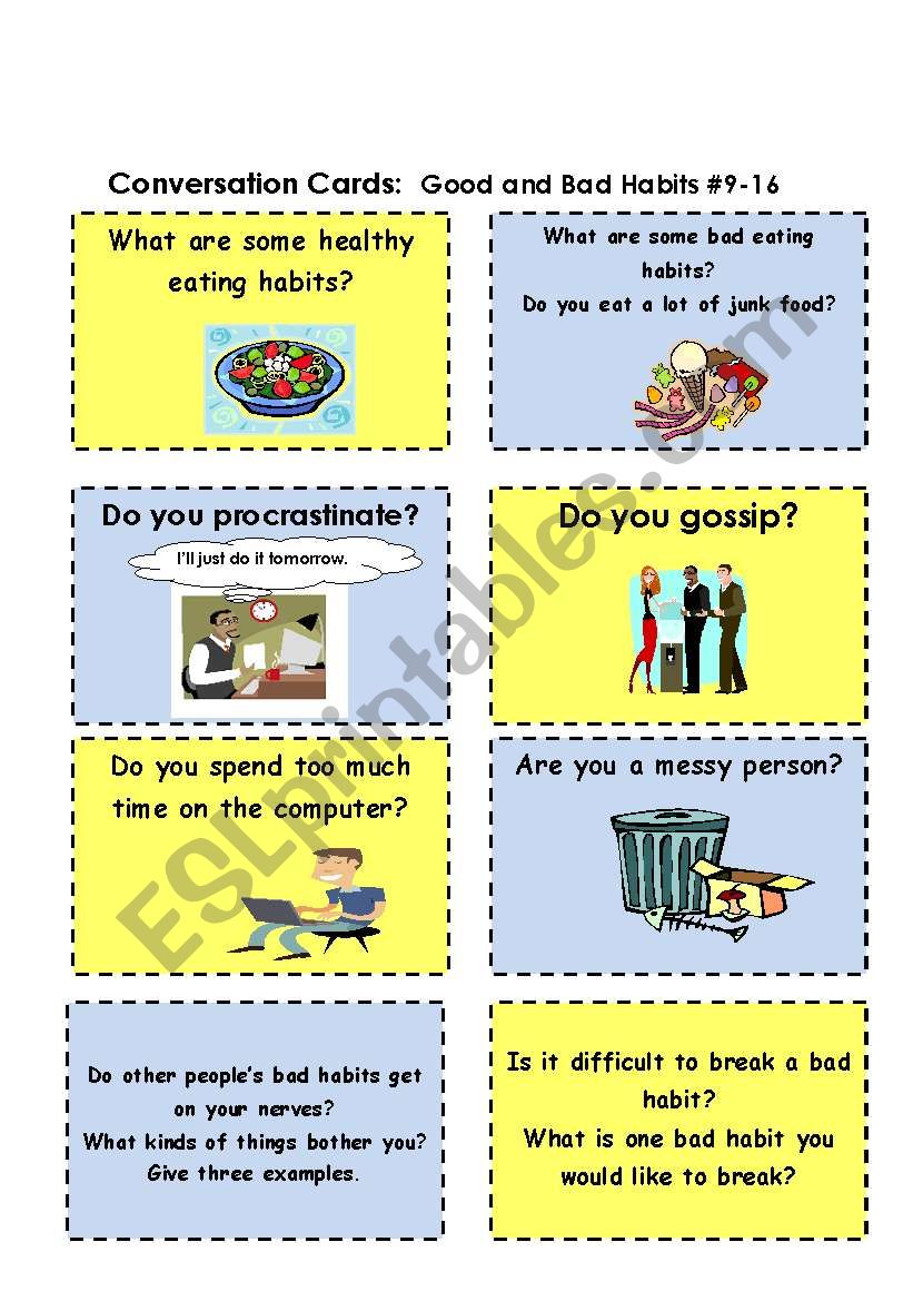 Conversation Cards  Good and Bad Habits   2 of 2