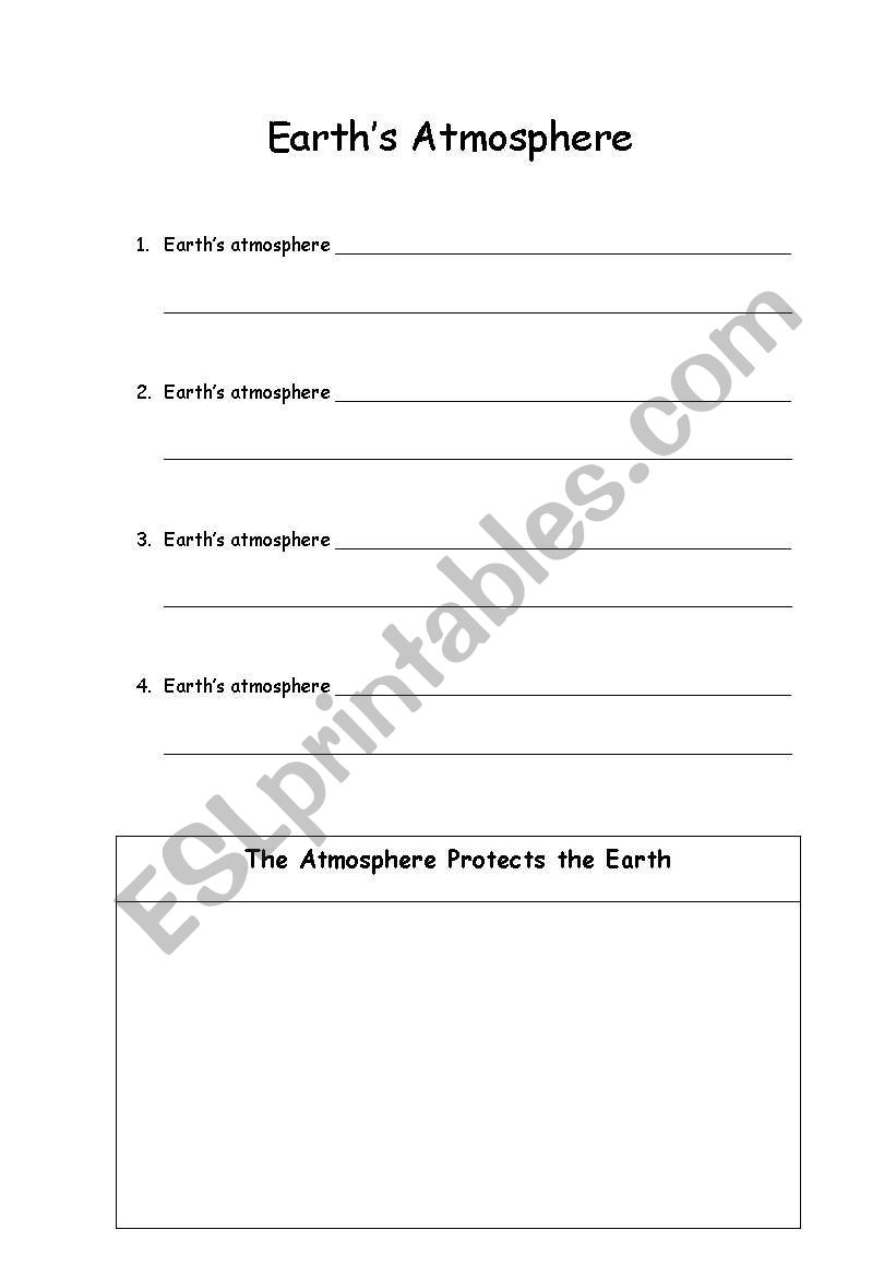 Earths Atmosphere worksheet