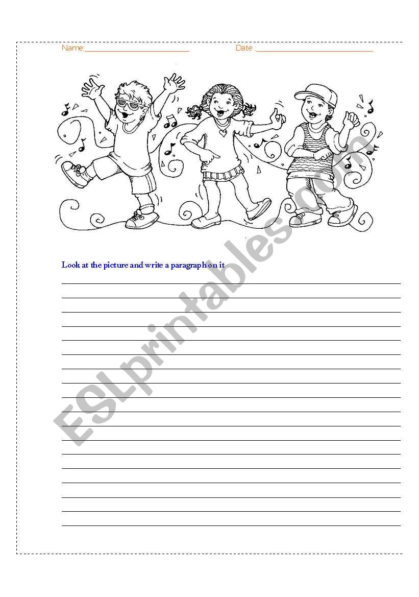 Lets write : Fun  at party worksheet