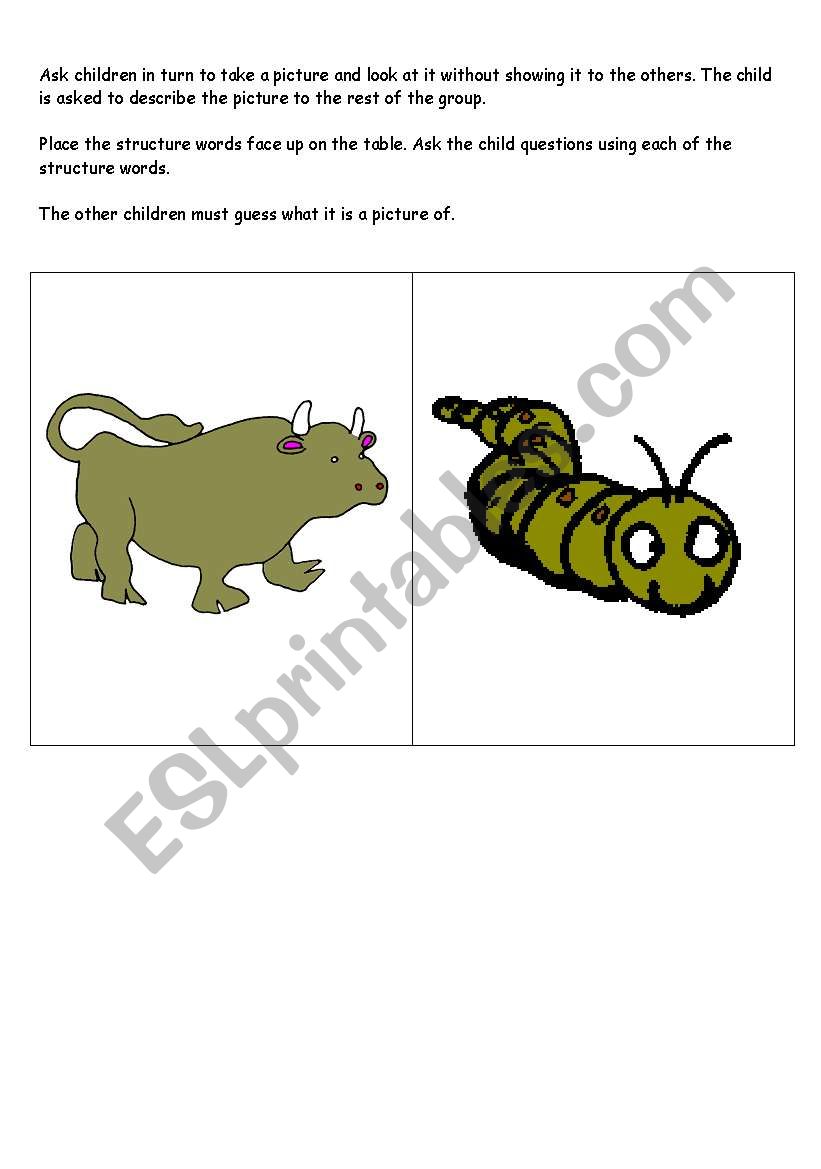 Describing/Guessing Pictures worksheet