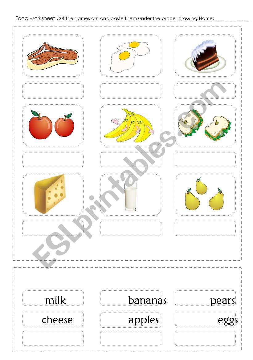 Food cut&paste worksheet