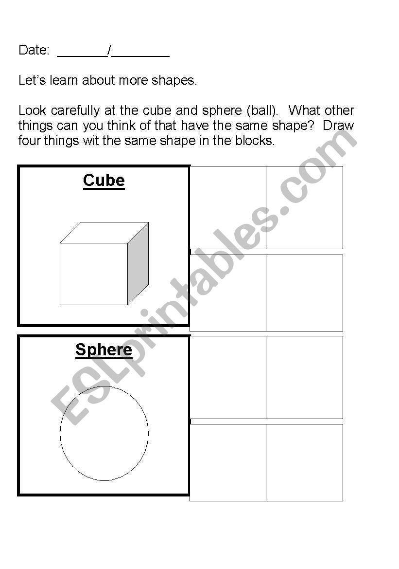 3D shapes worksheet