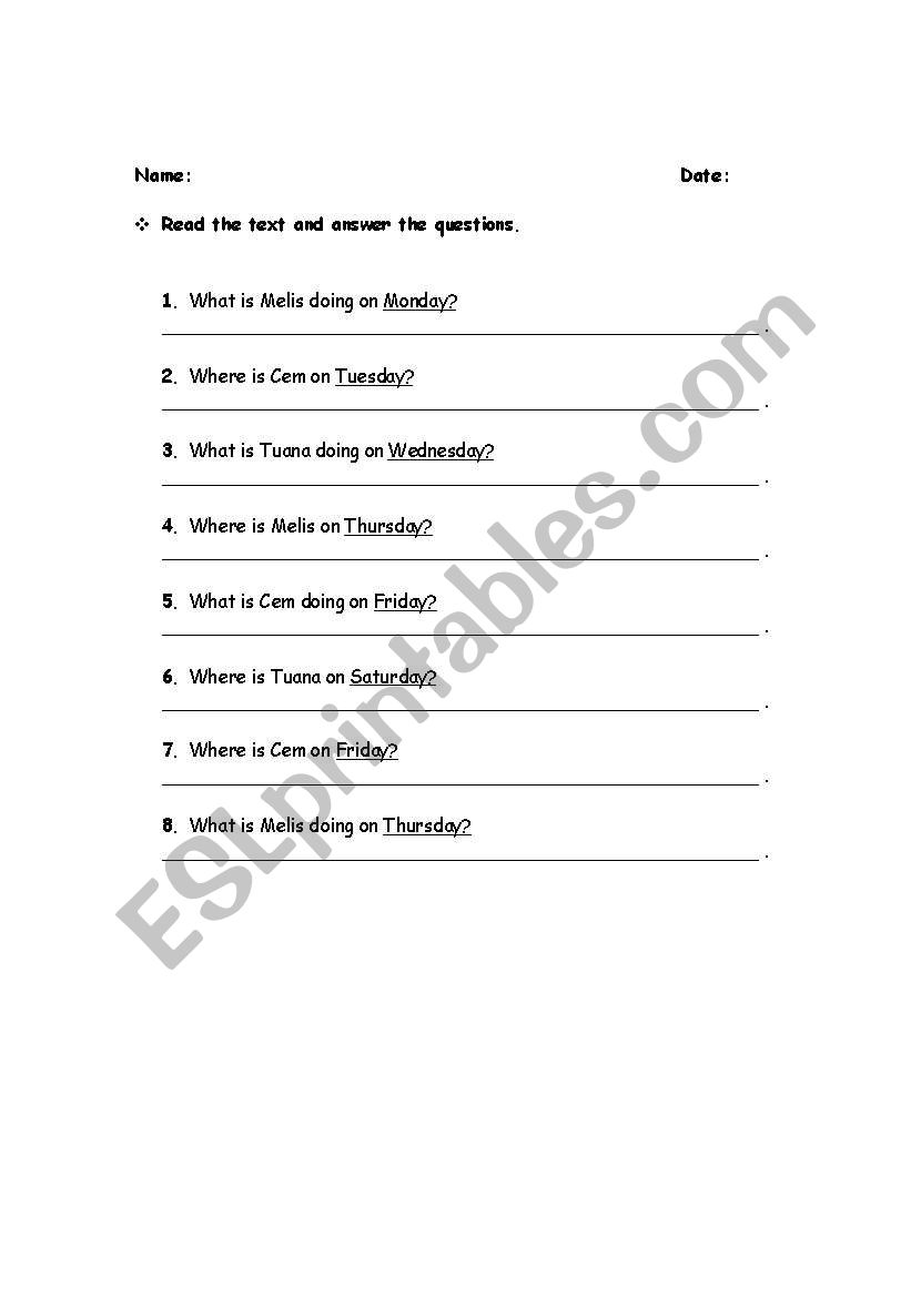 present continous worksheet