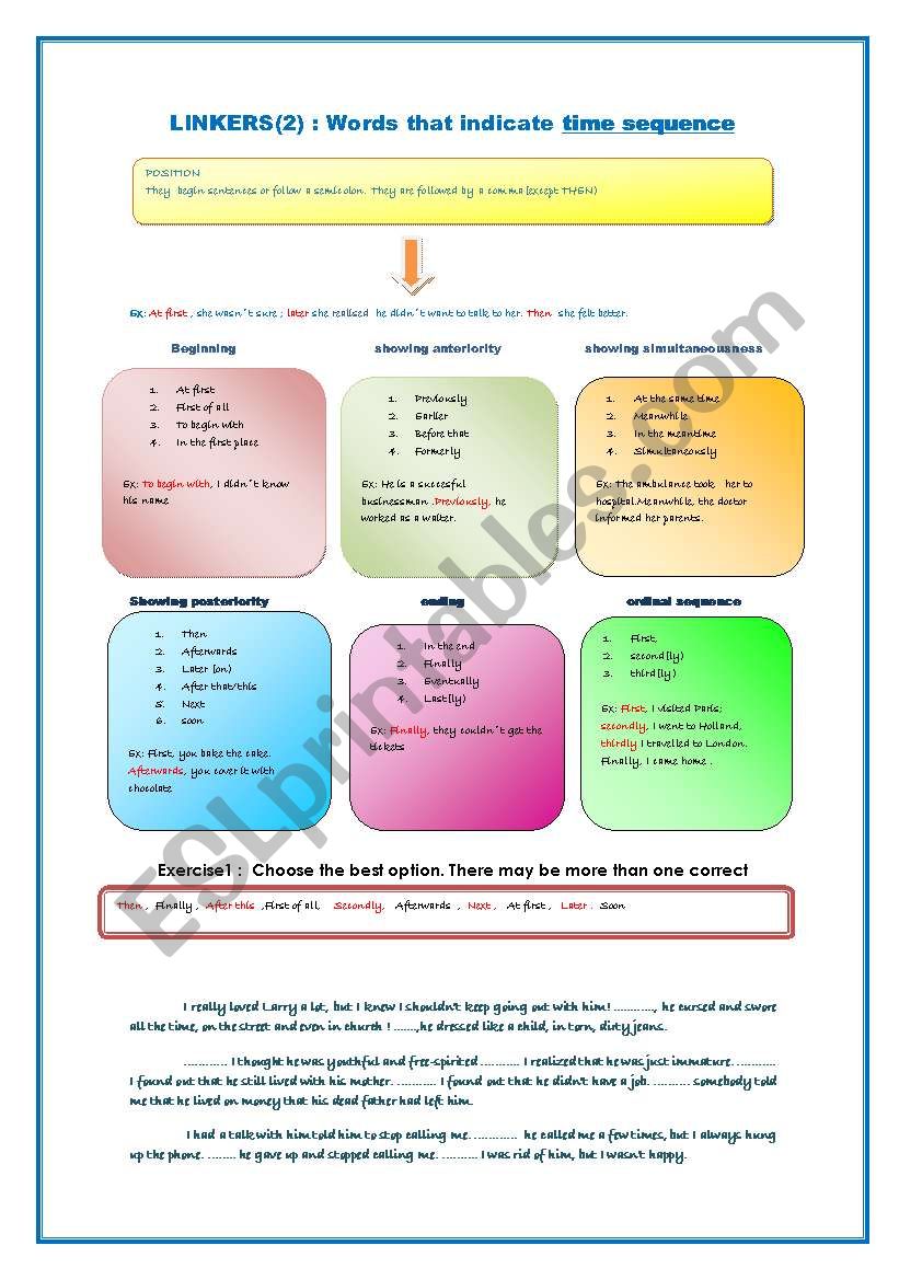 TIME LINKERS worksheet