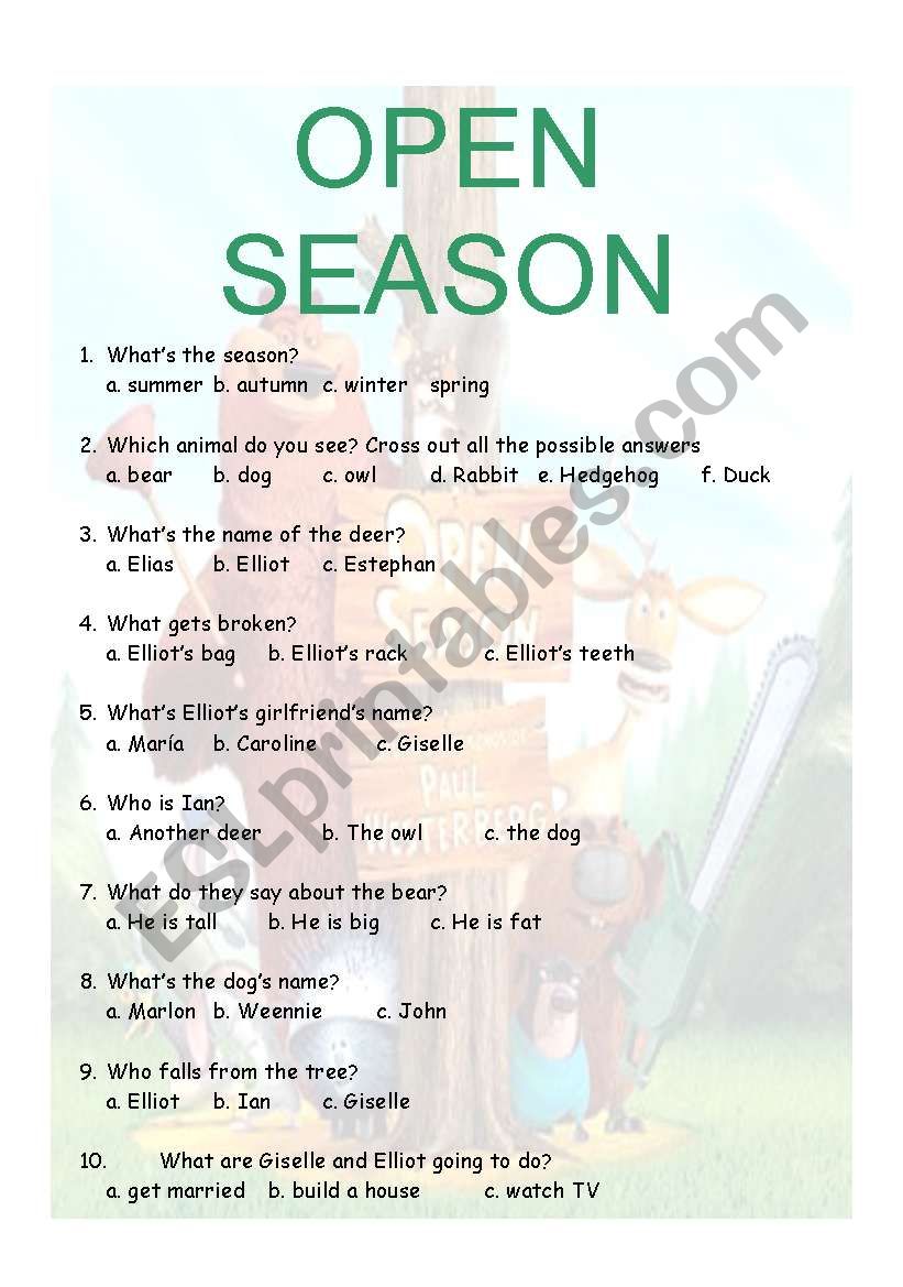 Open season worksheet