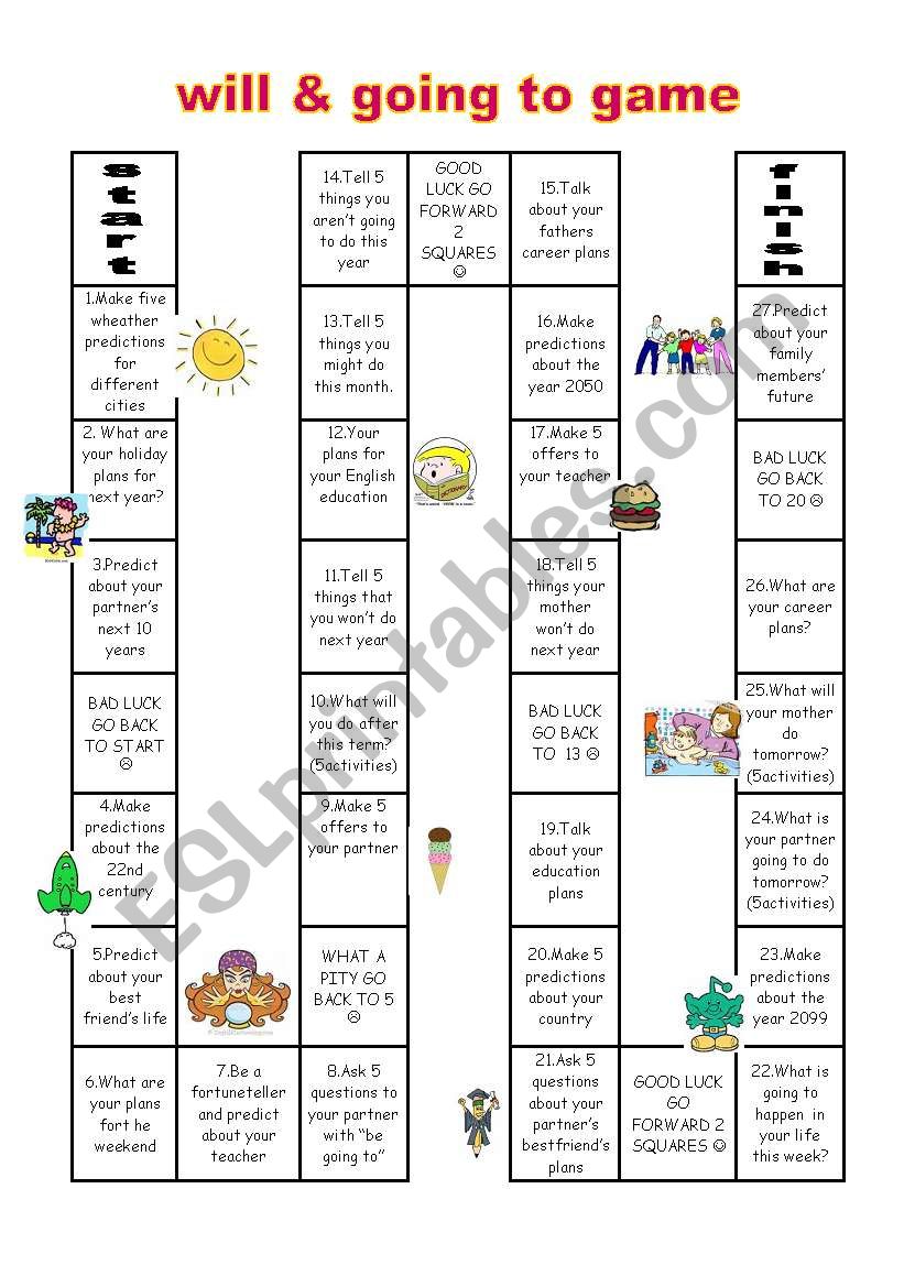 will and be going to game (future game) - ESL worksheet by bburcu