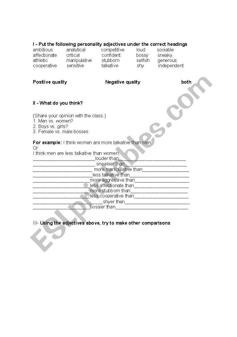 Adjectives  worksheet