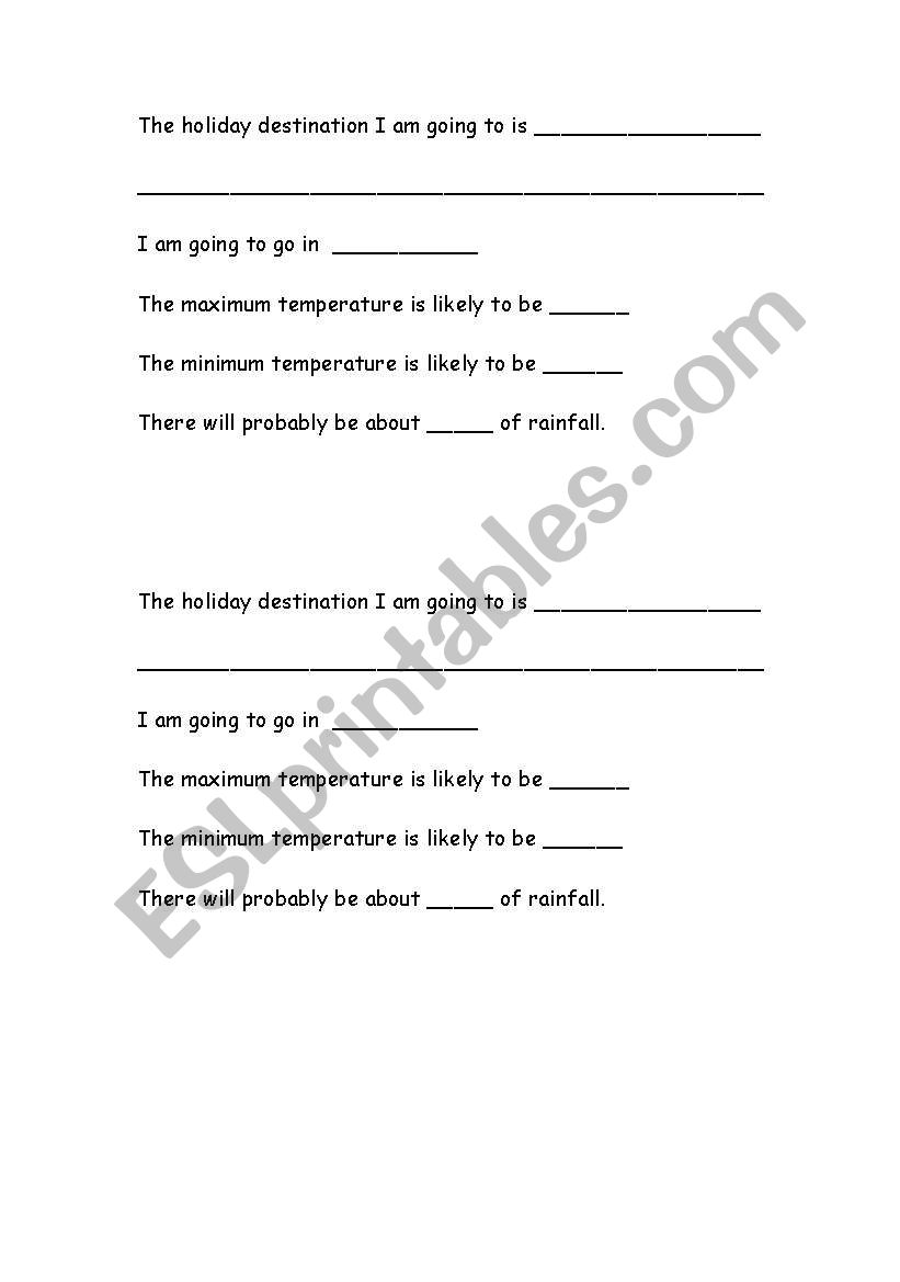 holiday weather worksheet