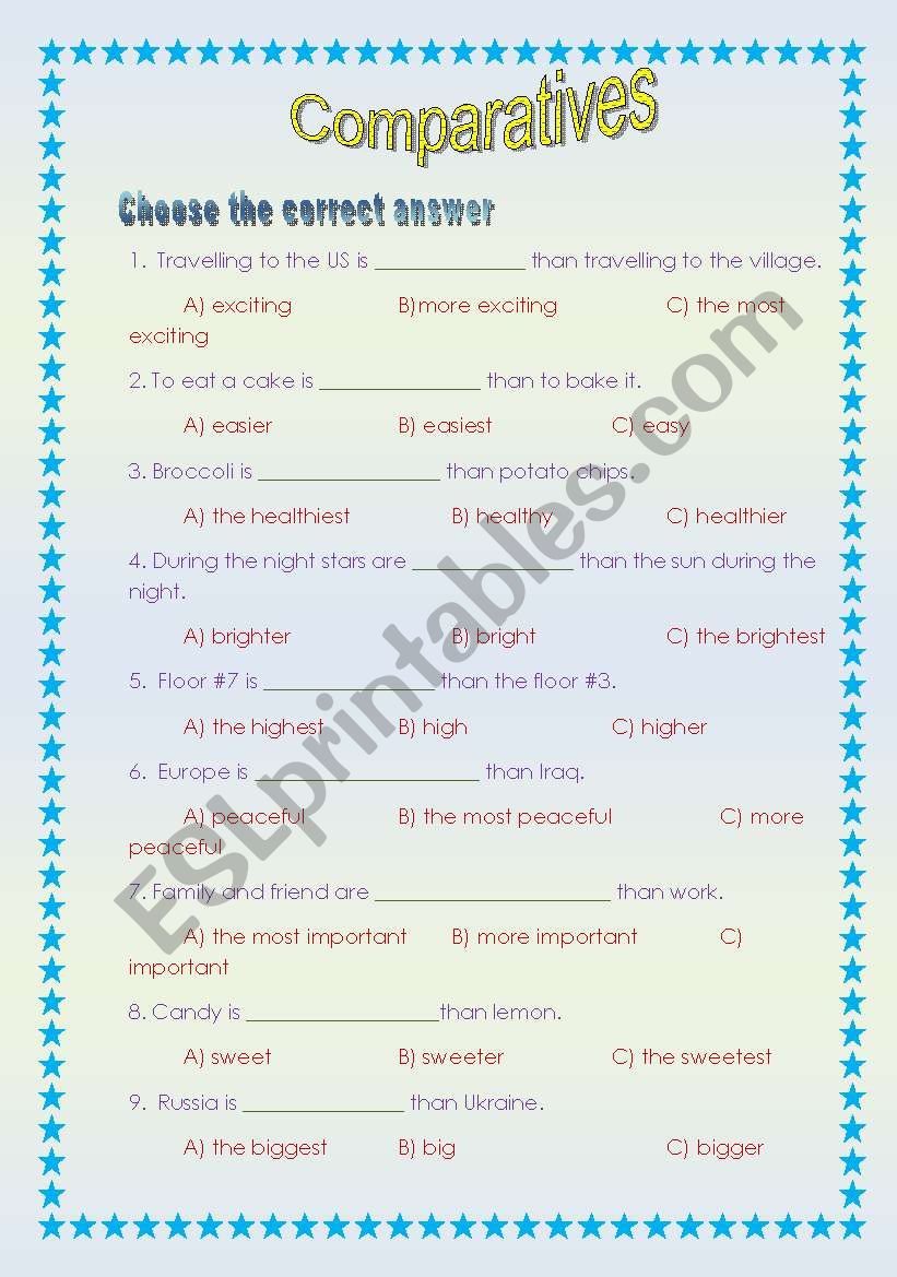 Comparatives worksheet